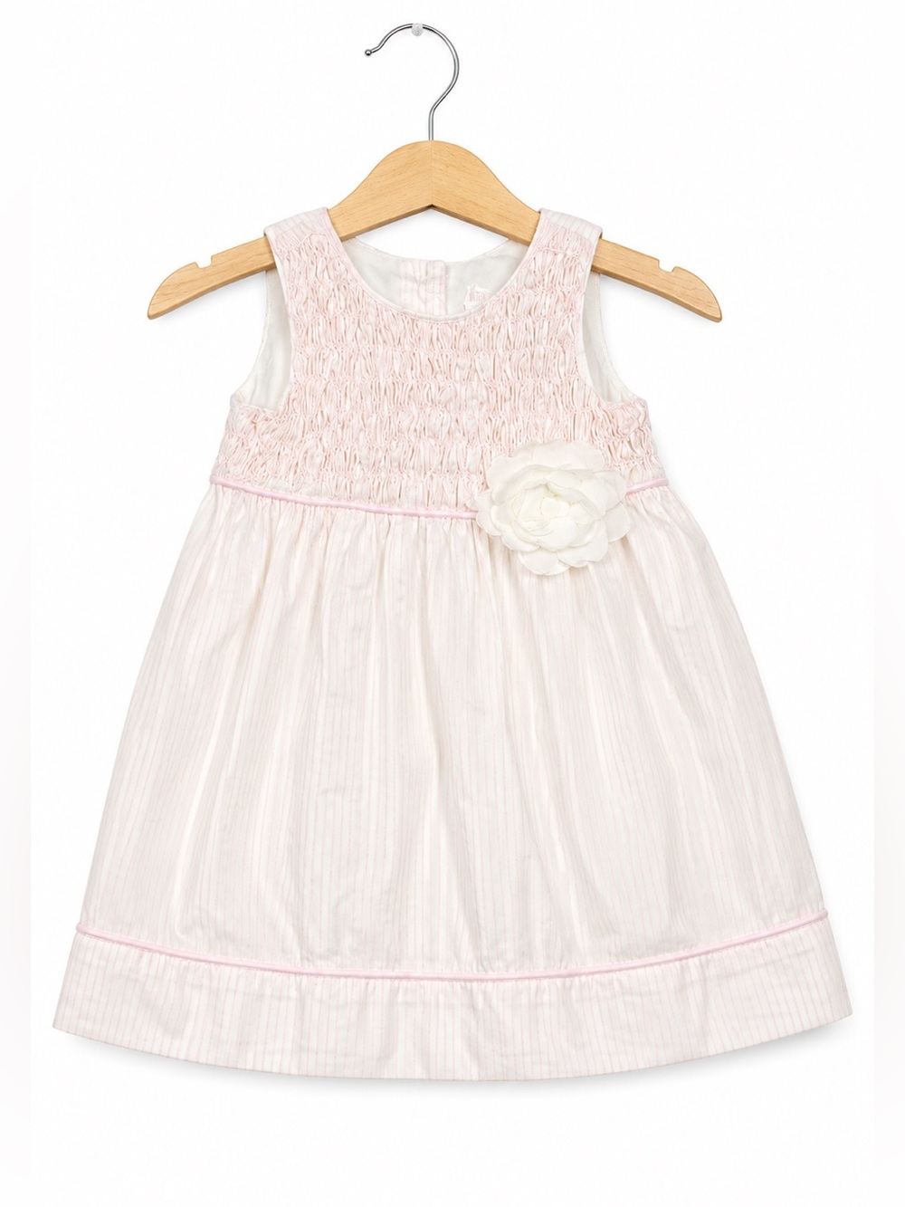 Janie & Jack Girls Dress Size 6-12 Mo Spring Splendor Smocked Striped Pink White